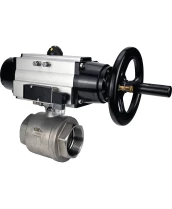 Кран шаровой DN.ru BV3232P(2pc)-FP-T-ISO-H Ду100 Ру40 полнопроходной двухходовой, нержавеющая сталь SS316, внутренняя резьба, уплотнение - PTFE, с пневмоприводом PA-DA-105-1 двойного действия, с пневмораспределителем 4М310-08 220В NAMUR