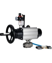 Кран шаровой DN.ru BV3232P(2pc)-FP-T-ISO-H Ду80 Ру40, полнопроходной, внутренняя резьба, нержавеющая сталь SS316, уплотнение - PTFE, с пневмоприводом PA-DA-105-1 двойного действия, с пневмораспределителем 4V320-08 220В, с БПВ AFC2000