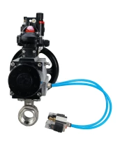 Кран шаровой DN.ru BV3232P(2pc)-FP-T-ISO-H Ду80 Ру40, полнопроходной, внутренняя резьба, нержавеющая сталь SS316, уплотнение - PTFE, с пневмоприводом PA-DA-105-1 двойного действия, с пневмораспределителем 4V320-10 220В, с БКВ APL-210N, с БПВ AFC2000