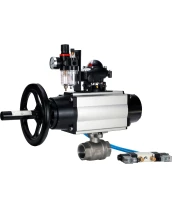 Кран шаровой DN.ru BV3232P(2pc)-FP-T-ISO-H Ду80 Ру40, полнопроходной, внутренняя резьба, нержавеющая сталь SS316, уплотнение - PTFE, с пневмоприводом PA-DA-105-1 двойного действия, с пневмораспределителем 4V320-10 220В, с БКВ APL-210N, с БПВ AFC2000