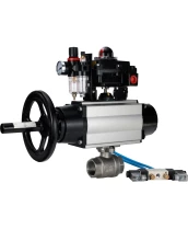 Кран шаровой DN.ru BV3232P(2pc)-FP-T-ISO-H Ду80 Ру40, полнопроходной, внутренняя резьба, нержавеющая сталь SS316, уплотнение - PTFE, с пневмоприводом PA-DA-105-1 двойного действия, с пневмораспределителем 4V320-10 220В, с БКВ APL-410N EX, с БПВ AFC2000