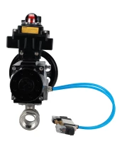 Кран шаровой DN.ru BV3232P(2pc)-FP-T-ISO-H Ду80 Ру40, полнопроходной, внутренняя резьба, нержавеющая сталь SS316, уплотнение - PTFE, с пневмоприводом PA-DA-105-1 двойного действия, с пневмораспределителем 4V320-10 220В, с БКВ APL-410N EX, с БПВ AFC2000