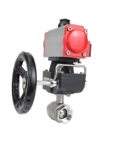Кран шаровой DN.ru BV3232P(2pc)-FP-T-ISO-H Ду10 Ру63 полнопроходной двухходовой, нержавеющая сталь SS316, внутренняя резьба, PTFE, с пневмоприводом PA-DA-065 двойного действия, с пневмораспределителем 4M310-08 24В, с ручным дублером MON1-250-T26-ISO