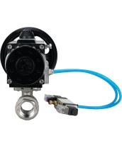 Кран шаровой DN.ru BV3232P(2pc)-FP-T-ISO-H Ду80 Ру40, полнопроходной, внутренняя резьба, нержавеющая сталь SS316, уплотнение - PTFE, с пневмоприводом PA-DA-105-1 двойного действия, с пневмораспределителем 4V320-10 220В