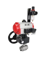 Кран шаровой DN.ru BV3232P(2pc)-FP-T-ISO-H Ду20 Ру63 полнопроходной двухходовой, нержавеющая сталь SS316, внутренняя резьба, PTFE, с пневмоприводом PA-DA-065, с пневмораспределителем 4M310-08 24В, с ручным дублером MON1-250-T26-ISO, с БПВ AFC2000