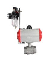 Кран шаровой DN.ru BV3232P(2pc)-FP-T-ISO-H Ду65 Ру40 полнопроходной двухходовой, нержавеющая сталь SS316, внутренняя резьба, уплотнение - PTFE, с пневмоприводом PA-DA-083 двойного действия, с пневмораспределителем 4M310-08 24В, с БПВ AFC2000