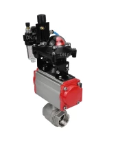 Кран шаровой DN.ru BV3232P(2pc)-FP-T-ISO-H Ду20 Ру63 полнопроходной двухходовой, нержавеющая сталь SS316, внутренняя резьба, PTFE, с пневмоприводом PA-SA-052 с возвратными пружинами, с пневмораспределителем 4M310-08 24В, с БКВ APL-210N, с БПВ AFC2000
