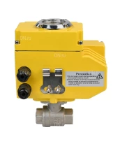 Кран шаровой DN.ru BV3232P(2pc)-FP-T-ISO-H Ду15 Ру63 полнопроходной двухходовой, нержавеющая сталь 316, внутренняя резьба, уплотнение - PTFE, с электроприводом четвертьоборотным QT-N-003EM-O1-24VDC-У1