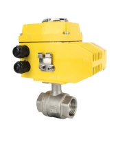 Кран шаровой DN.ru BV3232P(2pc)-FP-T-ISO-H Ду32 Ру63 полнопроходной двухходовой, нержавеющая сталь 316, внутренняя резьба, уплотнение - PTFE, с электроприводом четвертьоборотным QT-N-005EM-O1-24VDC-У1