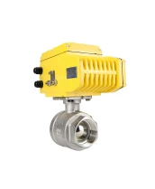 Кран шаровой DN.ru BV3232P(2pc)-FP-T-ISO-H Ду100 Ру40 полнопроходной двухходовой, нержавеющая сталь 316, внутренняя резьба, уплотнение - PTFE, с электроприводом четвертьоборотным QT-N-020EM-O1-24VDC-У1
