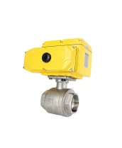 Кран шаровой DN.ru BV3232P(2pc)-FP-T-ISO-H Ду100 Ру40 полнопроходной двухходовой, нержавеющая сталь 316, внутренняя резьба, уплотнение - PTFE, с электроприводом четвертьоборотным QT-N-020EM-O1-24VDC-У1