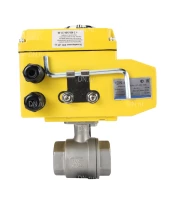 Кран шаровой DN.ru BV3232P(2pc)-FP-T-ISO-H Ду50 Ру63 полнопроходной двухходовой, нержавеющая сталь 316, внутренняя резьба, уплотнение - PTFE, с электроприводом четвертьоборотнымQT-N-008EM-O1-24VDC-У1