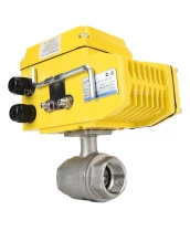 Кран шаровой DN.ru BV3232P(2pc)-FP-T-ISO-H Ду50 Ру63 полнопроходной двухходовой, нержавеющая сталь 316, внутренняя резьба, уплотнение - PTFE, с электроприводом четвертьоборотнымQT-N-008EM-O1-24VDC-У1
