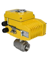 Кран шаровой DN.ru BV3232P(2pc)-FP-T-ISO-H Ду65 Ру40 полнопроходной двухходовой, нержавеющая сталь 316, внутренняя резьба, уплотнение - PTFE, с электроприводом четвертьоборотным QT-N-010EM-O1-24VDC-У1