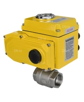 Кран шаровой DN.ru BV3232P(2pc)-FP-T-ISO-H Ду65 Ру40 полнопроходной двухходовой, нержавеющая сталь 316, внутренняя резьба, уплотнение - PTFE, с электроприводом четвертьоборотным QT-N-010EM-O1-24VDC-У1