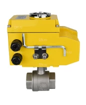 Кран шаровой DN.ru BV3232P(2pc)-FP-T-ISO-H Ду15 Ру63 полнопроходной двухходовой, нержавеющая сталь 316, внутренняя резьба, уплотнение - PTFE, с электроприводом четвертьоборотным QT-N-005EM-O1-380VAC-У1