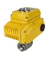 Кран шаровой DN.ru BV3232P(2pc)-FP-T-ISO-H Ду40 Ру63 полнопроходной двухходовой, нержавеющая сталь 316, внутренняя резьба, уплотнение - PTFE, с электроприводом четвертьоборотным QT-N-005EM-O1-380VAC-У1