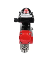 Кран шаровой DN.ru BV3232P(2pc)-FP-T-ISO-H 3/4″ Ду20 Ру63 полнопроходной двухходовой, нержавеющая сталь SS316, внутренняя резьба, уплотнение - PTFE, с пневмоприводом двойного действия DN.ru PA-DA-52 и БКВ APL-210N