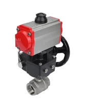 Кран шаровой DN.ru BV3232P(2pc)-FP-T-ISO-H 3/4″ Ду20 Ру63 полнопроходной двухходовой, нержавеющая сталь SS316, внутренняя резьба, уплотнение - PTFE, с пневмоприводом двойного действия DN.ru PA-DA-065 и ручным дублером MON1-250-T26-ISO