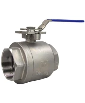 Кран шаровой DN.ru BV3232P(2pc)-FP-T-ISO-H Ду100 Ру40 полнопроходной двухходовой, нержавеющая сталь 316, внутренняя резьба, уплотнение - PTFE, с ISO-фланцем и рукояткой, 19х19, F07/F10