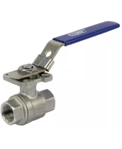 Кран шаровой DN.ru BV3232P(2pc)-FP-T-ISO-H Ду15 Ру63 полнопроходной двухходовой, нержавеющая сталь 316, внутренняя резьба, уплотнение - PTFE, с ISO-фланцем и рукояткой, 9х9, F03/F04