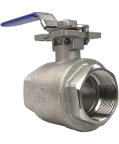Кран шаровой DN.ru BV3232P(2pc)-FP-T-ISO-H Ду50 Ру63 полнопроходной двухходовой, нержавеющая сталь 316, внутренняя резьба, уплотнение - PTFE, с ISO-фланцем и рукояткой, 14х14, F05/F07