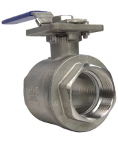 Кран шаровой DN.ru BV3232P(2pc)-FP-T-ISO-H Ду65 Ру40 полнопроходной двухходовой, нержавеющая сталь 316, внутренняя резьба, уплотнение - PTFE, с ISO-фланцем и рукояткой, 17х17, F07/F10