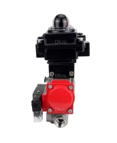 Кран шаровой DN.ru BV3232P(4pc)-SP-3WL-T-ISO-H Ду10 Ру63 стандартнопроходной трехходовой L-тип, нержавеющая сталь SS316, внутренняя резьба, PTFE, пн.приводом PA-SA-052, пн.распределителем 4M310-08 24В и блоком концевых выключателей APL-410N EX