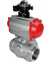Кран шаровой DN.ru BV3232P(4pc)-SP-3WL-T-ISO-H Ду10 Ру63 стандартнопроходной трехходовой L-тип, нерж. сталь SS316, внутренняя резьба, уплотнение - PTFE, с пневмоприводом PA-SA-52 и блоком концевых выключателей APL-210N