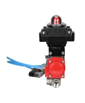Кран шаровой DN.ru BV3232P(4pc)-SP-3WL-T-ISO-H Ду65 Ру40, стандартнопроходной, четырехсоставной, корпус - нержавеющая сталь 316, уплотнение - PTFE, внутренняя резьба, с пневмоприводом PA-SA-105, пневмораспределителем 4V320-08 220В, БКВ APL-410N Ex