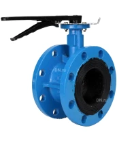 Затвор дисковый поворотный DN.ru WBV1331E-2W-F-H Ду50 Ру16 фланцевый, корпус - чугун GGG40, диск - нержавеющая сталь 304, уплотнение - EPDM, с рукояткой, с ISO-фланцем F05, квадрат штока 9х9