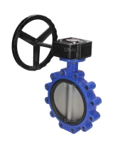 Затвор дисковый поворотный DN.ru WBV1631N-2W-Fb-R Ду250 Ру16 LUG межфланцевый, корпус - чугун QT450, диск - нержавеющая сталь 304, уплотнение - NBR, с редуктором