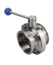 Затвор дисковый поворотный кламповый DN.ru WBV3131E-2W-C-H Ду50 Ру10 корпус - пищевая нержавеющая сталь 304, уплотнение – EPDM, присоединение - кламп (clamp), с рукояткой
