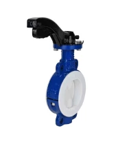 Затвор дисковый поворотный DN.ru WBV3434Pf-2W-Fb-H Ду100 Ру16 корпус - углеродистая сталь WCB, диск - углеродистая сталь WCB, футерованный PTFE, уплотнение - PTFE, межфланцевый, с рукояткой