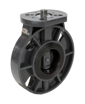 Затвор дисковый поворотный DN.ru WBV4242E-2W-Fb-ISO Дн50 Ру10 межфланцевый, корпус - UPVC (НПВХ), диск - UPVC (НПВХ), уплотнение - EPDM, с ISO-фланцем и голым штоком квадратным