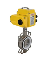 Затвор дисковый поворотный DN.ru WBV3232P-2W-Fb-H Ду100 Ру16, корпус - нержавеющая сталь 316L, диск - нержавеющая сталь 316L, уплотнение - PTFE, с электроприводом DN.ru QT-N-015EM-O1-220VAC-У1 220В