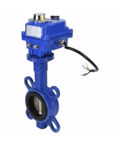 Затвор дисковый поворотный DN.ru WBV1432E-2W-Fb-H Ду40 Ру16, корпус - чугун GGG50, диск - нержавеющая сталь 316L, уплотнение - EPDM, с электроприводом DN.ru QT-N-003EM-O1-12VDC-У1 blue 12В