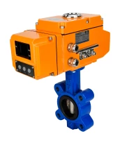 Затвор дисковый поворотный DN.ru WBV1616N-2W-Fb-H Ду100 Ру16 LUG корпус - чугун QT450, диск - чугун QT450, уплотнение - NBR, межфланцевый, с электроприводом DN.ru QT-N-010EM-B1-220VAC-У1 с датчиком обратной связи и входным управл. сигналом 0-10 В