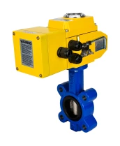 Затвор дисковый поворотный DN.ru WBV1616N-2W-Fb-H Ду80 Ру16 LUG корпус - чугун QT450, диск - чугун QT450, уплотнение - NBR, межфланцевый, с электроприводом DN.ru QT-N-005EM-A1-220VAC-У1 c датчиком обратной связи и входным управл. сигналом 4-20 мА
