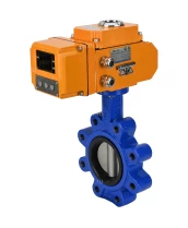 Затвор дисковый поворотный DN.ru WBV1631N-2W-Fb-H Ду100 Ру16 LUG корпус - чугун QT450, диск - нержавеющая сталь 304, уплотнение - NBR, межфланцевый, с электроприводом DN.ru QT-N-010EM-B1-220VAC-У1 c датчиком обрат.связи и входным управл. сигналом 0-10 В