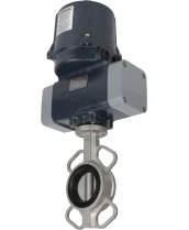 Затвор дисковый поворотный DN.ru WBV3131V-2W-Fb-H Ду125 Ру16 межфланцевый, корпус - нержавеющая сталь 304, диск - нержавеющая сталь 304, уплотнение - VITON, с электроприводом четвертьоборотным DN.ru QTSA-N-014EM-O0-220VAC с пружинным возвратом