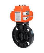 Затвор дисковый поворотный DN.ru WBV4242E-2W-Fb-ISO Дн100 Ру10 межфланцевый, корпус - НПВХ, диск - НПВХ, уплотнение - EPDM, с электроприводом DN.ru QT-N-003EM-O1-24VDC-У1 HARK