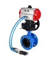 Затвор дисковый поворотный DN.ru WBV1313E-2W-F-H Ду100 Ру16 фланцевый, корпус - чугун GGG40, диск - чугун GGG40, EPDM, с пневмоприводом DN.ru PA-DA-105, пневмораспределителем DN.ru 4V320-10 220В и ручным дублером DN.ru MON1-250-T26-ISO