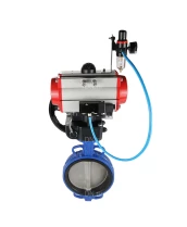 Затвор дисковый поворотный DN.ru WBV1413E-2W-Fb-H Ду300 Ру16, корпус - чугун GGG50, диск - чугун GGG40,  EPDM, с пневмоприводом PA-DA-140 двойного действия, с пневмораспределителем 4M310-08 24В, с ручным дублером MON4-1200-T54-ISO, с БПВ AFC2000