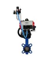Затвор дисковый поворотный DN.ru WBV1413E-2W-Fb-H Ду50 Ру16, корпус - чугун GGG50, диск - чугун GGG40, уплотнение - EPDM, с пневмоприводом PA-DA-065 двойного действия, с пневмораспределителем 4M310-08 24В, с ручным дублером MON1-250-T26-ISO, с БПВ AFC2000