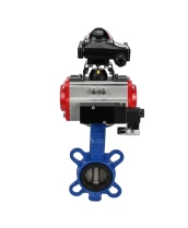 Затвор дисковый поворотный DN.ru WBV1413E-2W-Fb-H Ду50 Ру16, корпус - чугун GGG50, диск - чугун GGG40, уплотнение - EPDM, с пневмоприводом DN.ru PA-DA-065 двойного действия, с пневмораспределителем 4V320-08 220В, с БКВ APL-210N