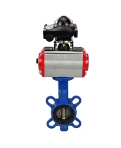 Затвор дисковый поворотный DN.ru WBV1413E-2W-Fb-H Ду50 Ру16, корпус - чугун GGG50, диск - чугун GGG40, уплотнение - EPDM, с пневмоприводом DN.ru PA-DA-065 двойного действия, с пневмораспределителем 4V320-08 220В, с БКВ APL-210N