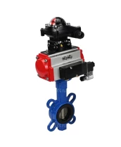 Затвор дисковый поворотный DN.ru WBV1413E-2W-Fb-H Ду50 Ру16, корпус - чугун GGG50, диск - чугун GGG40, уплотнение - EPDM, с пневмоприводом DN.ru PA-DA-065 двойного действия, с пневмораспределителем 4V320-08 220В, с БКВ APL-210N