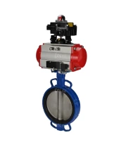 Затвор дисковый поворотный DN.ru WBV1413E-2W-Fb-H Ду200 Ру16, корпус - чугун GGG50, диск - чугун GGG40, уплотнение - EPDM, с пневмоприводом DN.ru PA-DA-130 двойного действия, с пневмораспределителем 4M310-08 24В, с БКВ APL-410N EX