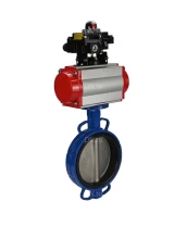 Затвор дисковый поворотный DN.ru WBV1413E-2W-Fb-H Ду200 Ру16, корпус - чугун GGG50, диск - чугун GGG40, уплотнение - EPDM, с пневмоприводом DN.ru PA-DA-130 двойного действия, с пневмораспределителем 4M310-08 24В, с БКВ APL-410N EX